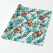 Whimsical Floral Christmas Beren Cadeaupapier (Uitgerold)