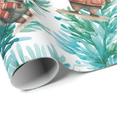 Whimsical Floral Christmas Beren Cadeaupapier (Rol Hoek)