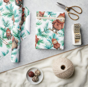 Whimsical Floral Christmas Beren Cadeaupapier