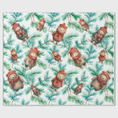 Whimsical Floral Christmas Beren Cadeaupapier (Vlak)