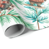 Whimsical Floral Christmas Beren Cadeaupapier (Rol Hoek)