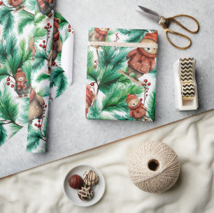 Whimsical Floral Christmas Beren Cadeaupapier