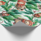 Whimsical Floral Christmas Beren Cadeaupapier (Hoek)