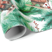 Whimsical Floral Christmas Beren Cadeaupapier (Rol Hoek)