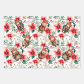Whimsical Floral Christmas Beren Wrapping Paper (Voorkant 3)