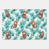 Whimsical Floral Christmas Beren Wrapping Paper (Voorkant)