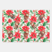 Whimsical Floral Christmas Beren Wrapping Paper (Voorkant)
