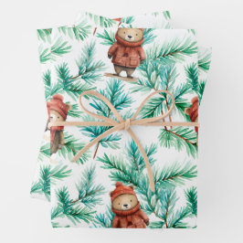 Whimsical Floral Christmas Beren Wrapping Paper