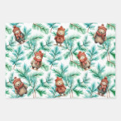 Whimsical Floral Christmas Beren Wrapping Paper (Voorkant)