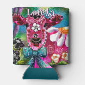 Whimsical Floral Cow Pink Teal Black Personalized Blikjeskoeler (Achterkant)