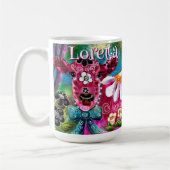 Whimsical Floral Cow Pink Teal Black Personalized Koffiemok (Links)