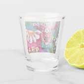 Whimsical Floral Cow Pink Teal Black Personalized Shot Glas (Achterkant)