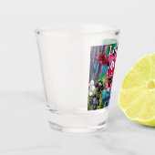 Whimsical Floral Cow Pink Teal Black Personalized Shot Glas (Links)