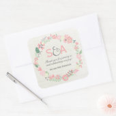 Whimsical Floral Dank u gunsten Vierkante Sticker (Envelop)