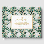 Whimsical Floral Deep Green en Gold gastenboek (Voorkant)