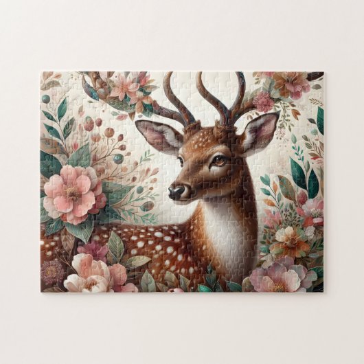 Whimsical Floral Deer Forest Legpuzzel (Horizontaal)