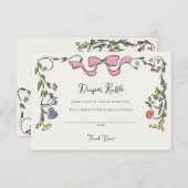 Whimsical Floral Diaper Raffle Invite Insert Informatiekaartje (Voorkant / Achterkant)