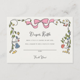 Whimsical Floral Diaper Raffle Invite Insert Informatiekaartje