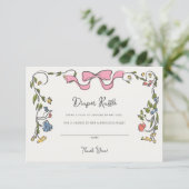 Whimsical Floral Diaper Raffle Invite Insert Informatiekaartje (Staand voorkant)