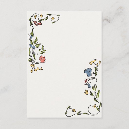 Whimsical Floral Diaper Raffle Invite Insert Informatiekaartje (Achterkant)