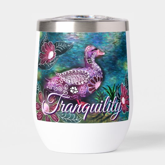 Whimsical Floral Duck Purple Teal Personalized (Voorkant)