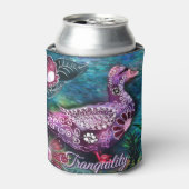 Whimsical Floral Duck Purple Teal Personalized Blikjeskoeler (Blikje Voorkant)