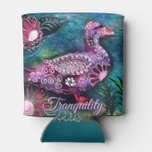 Whimsical Floral Duck Purple Teal Personalized Blikjeskoeler (Achterkant)