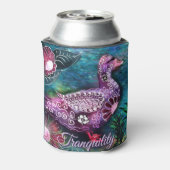 Whimsical Floral Duck Purple Teal Personalized Blikjeskoeler (Blikje Achterkant)