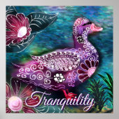 Whimsical Floral Duck Purple Teal Personalized Poster (Voorkant)