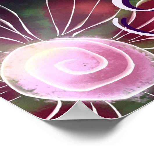 Whimsical Floral Duck Purple Teal Personalized Poster (Hoek)