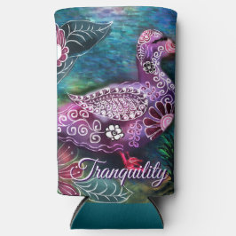 Whimsical Floral Duck Purple Teal Personalized Seltzer Blikjeskoeler