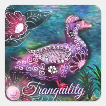 Whimsical Floral Duck Purple Teal Personalized