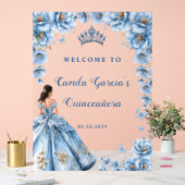 Whimsical Floral Dusty Blue Quinceañera Welkom Acryl Bord (Huwelijk)