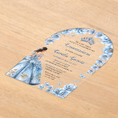 Whimsical Floral Dusty Blue Tiara Quinceañera Acryl Uitnodigingen (Laagn)