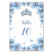 Whimsical Floral Dusty Blue Tiara Quinceañera Kaart (Achterkant)