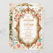 Whimsical Floral Elegant Cupid Wedding Kaart (Voorkant / Achterkant)