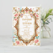 Whimsical Floral Elegant Cupid Wedding Kaart (Staand voorkant)