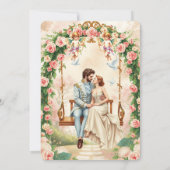 Whimsical Floral Elegant Cupid Wedding Kaart (Achterkant)