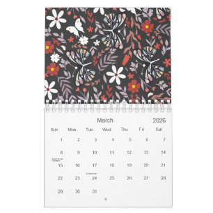 Whimsical Floral en Butterfly Pattern 2026 Kalender