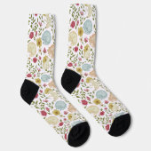 Whimsical Floral en Sleepy Cat Pattern Sokken (Rechts)