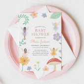 Whimsical Floral Fairy Baby shower Kaart