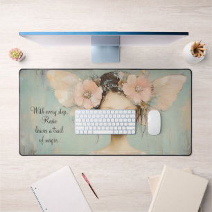 Whimsical Floral Fairy Butterfly Wings Custom Name Bureaumat