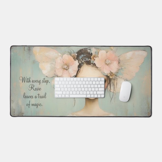 Whimsical Floral Fairy Butterfly Wings Custom Name Bureaumat (Keyboard & Muis)
