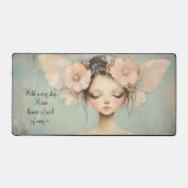 Whimsical Floral Fairy Butterfly Wings Custom Name Bureaumat (Voorkant)