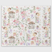 Whimsical Floral Fairy Garden Tea Party Verjaardag Cadeaupapier (Vlak)