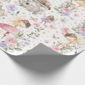 Whimsical Floral Fairy Garden Tea Party Verjaardag Cadeaupapier (Hoek)