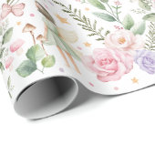 Whimsical Floral Fairy Garden Tea Party Verjaardag Cadeaupapier (Rol Hoek)