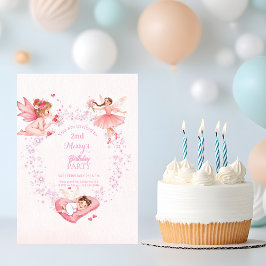 Whimsical Floral Fairy Kids Birthday Kaart