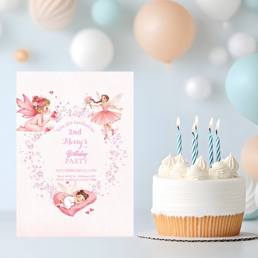 Whimsical Floral Fairy Kids Birthday Kaart