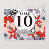 Whimsical Floral Fall Wedding Table Number Kaarten (Achterkant)